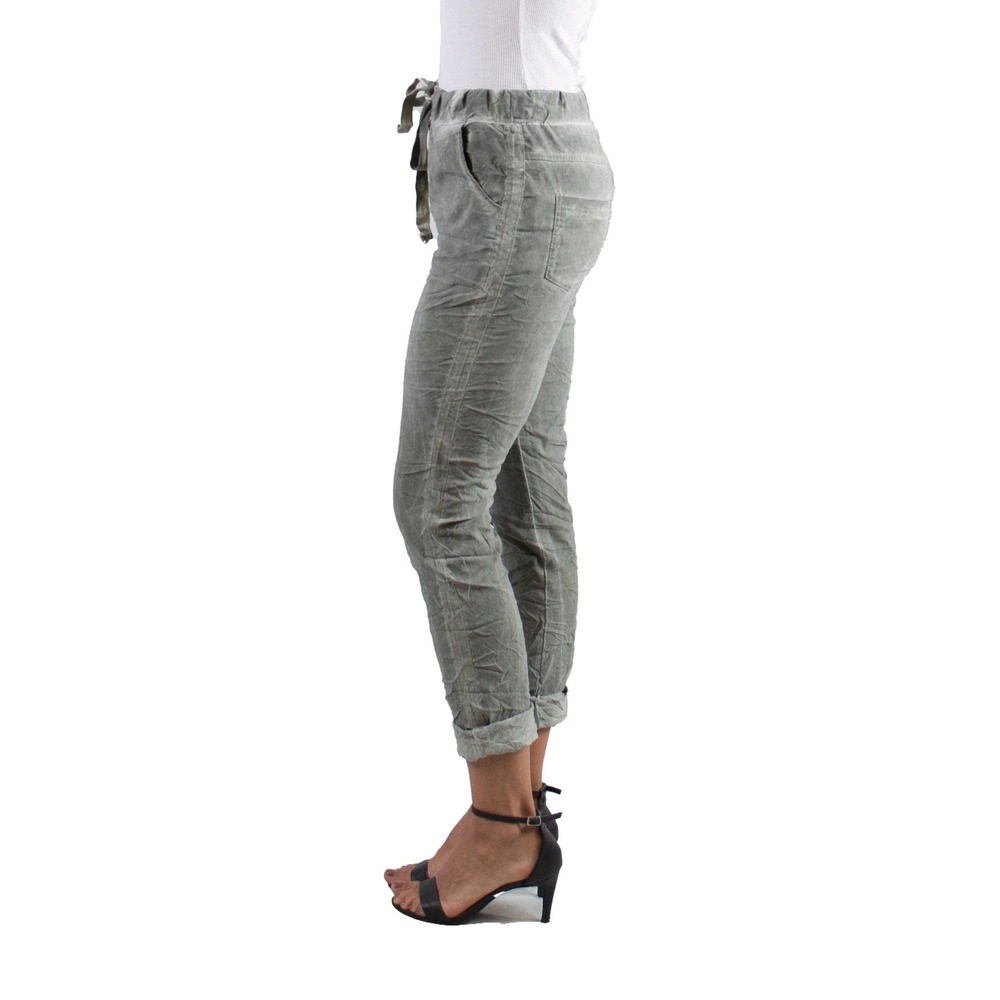 Gigi Moda Italy One Size Gray Paloma Pants Rhinestone Stripe Stretch Jogger
